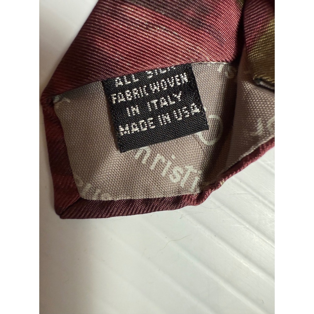 Christian Dior Necktie Olive Purple Floral Silk Fabric Woven In Italy USA Made - Picture 4 of 5